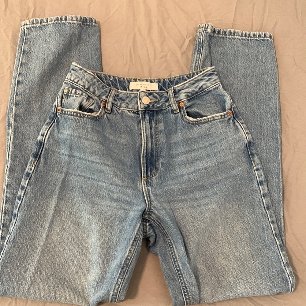 Medium Wash Straight cut Dynamite Denim Jeans.